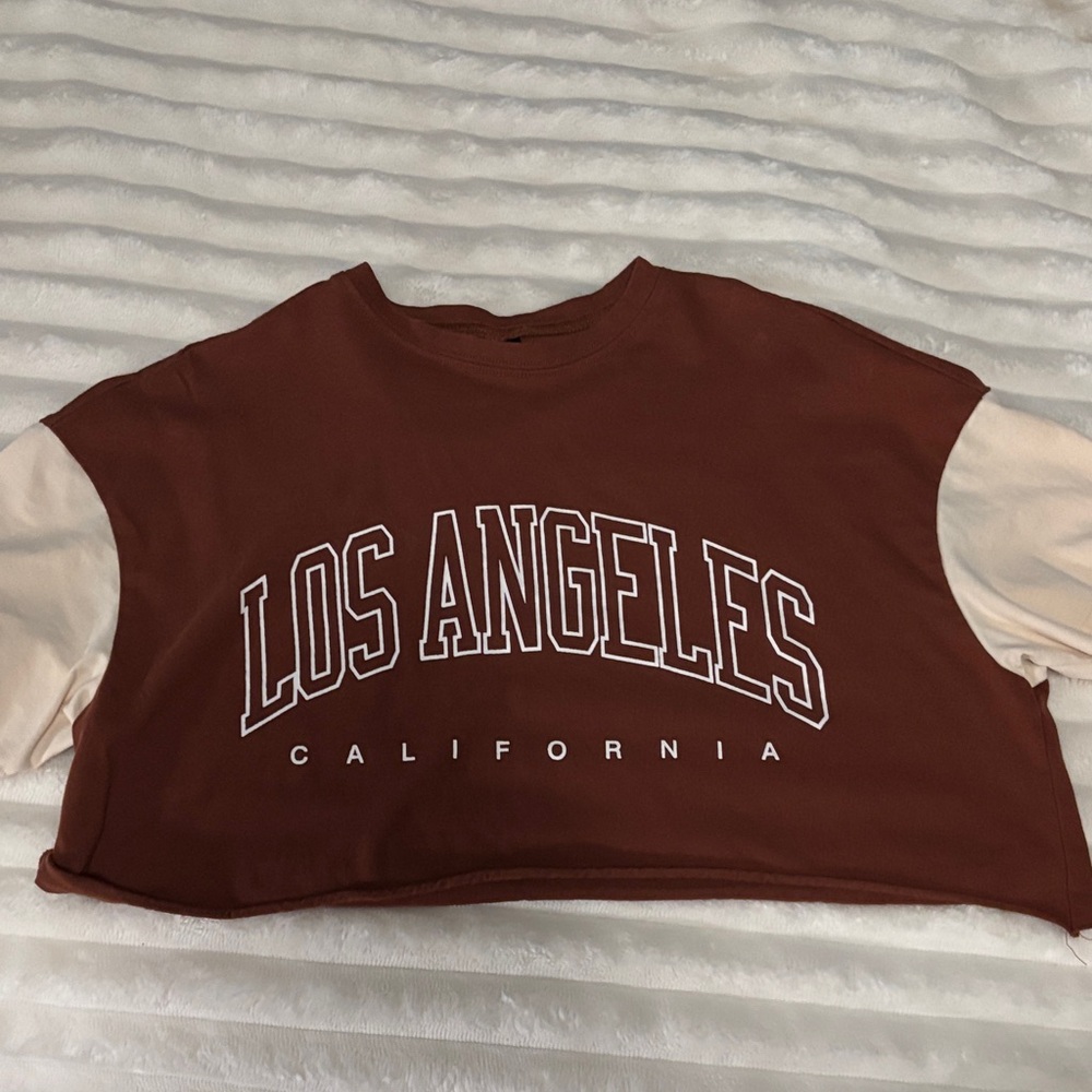 Trendy Los Angeles California Women's Tan Crop Top